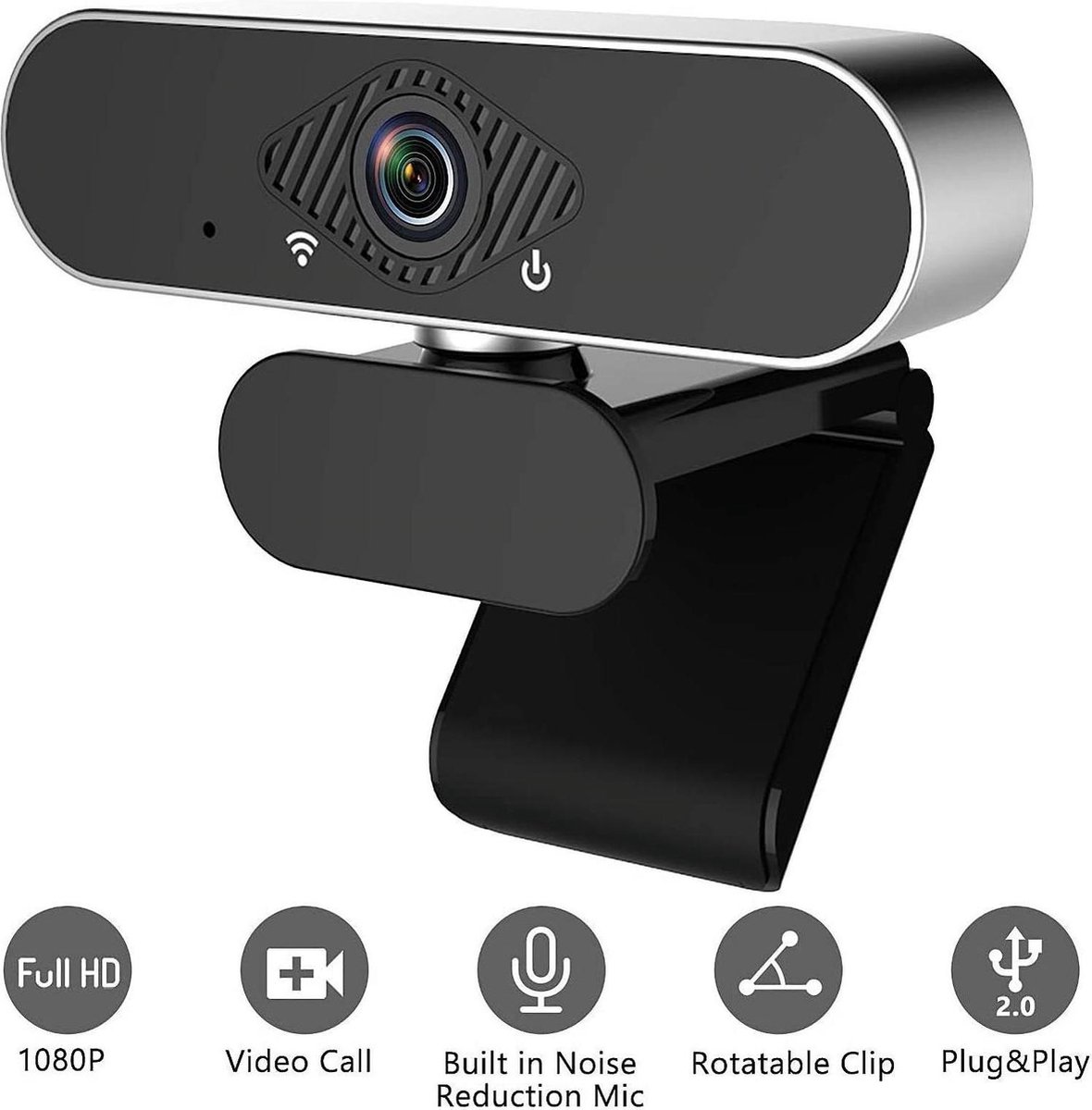 Webcam (1080P) Full HD Voor PC en Laptop Met Ingebouwde Microfoon