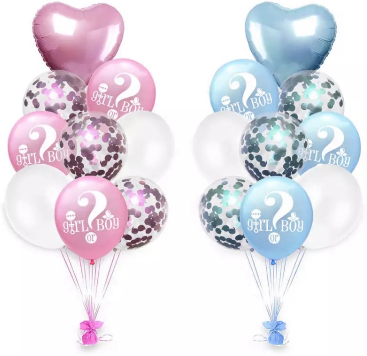 Gender Reveal Party Decoratie Ballonnen Set - Gender Reveal Ballonnen - Helium Ballonnen - Themafeest - Boy or Girl - Babyshower versiering Set Deluxe – Roze & Blauwe Confetti Ballonnen