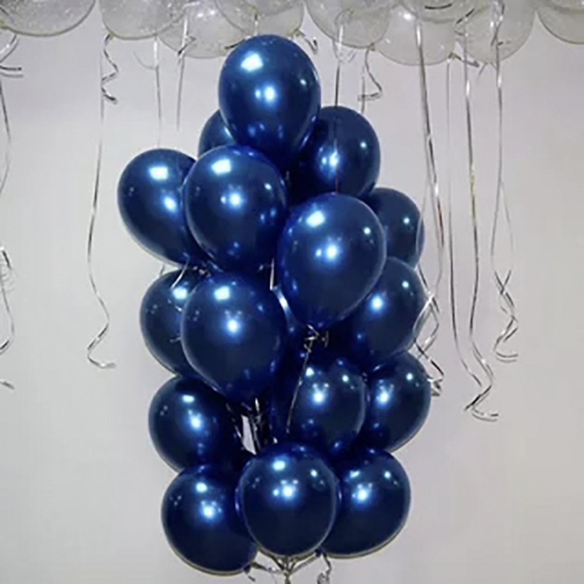 Luxe Chrome Ballonnenset Donker Blauw 20 Stuks - Helium Ballonnen Dark Blue Chrome Metallic Ballonnen Feestje Verjaardag Party