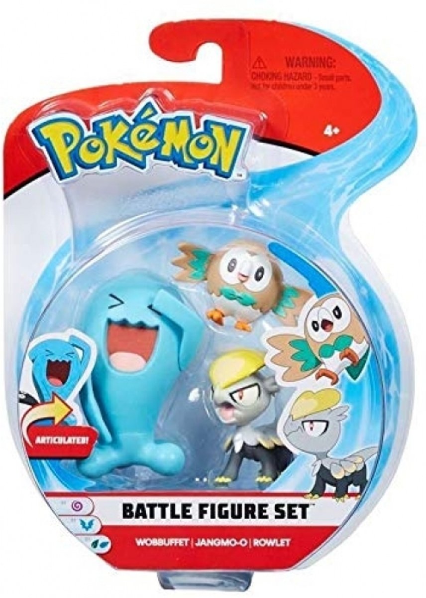 Pokemon - Battle 3-Figure Pack (2 & 3) - Wobbuffet, Jangmoo & Rowlet