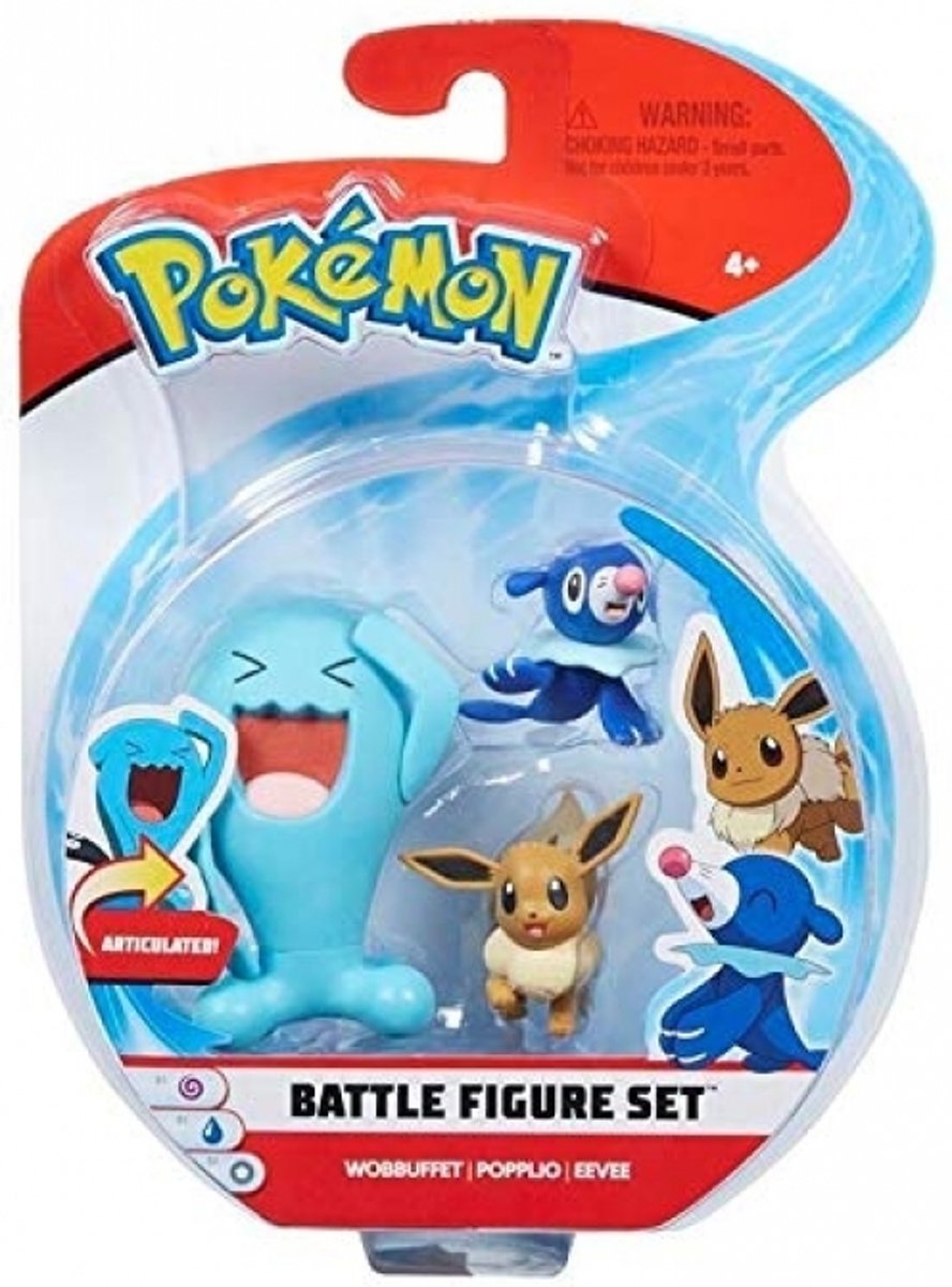 Pokemon - Battle 3-Figure Pack (2 & 3) - Wobbuffet, Popplio & Eevee