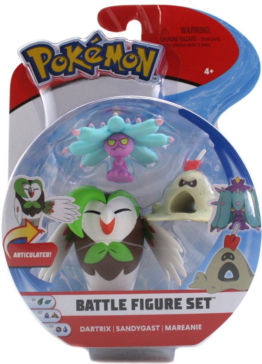 Pokemon Action Figure 3-Pack - Dartrix / Sandygast / Mareanie