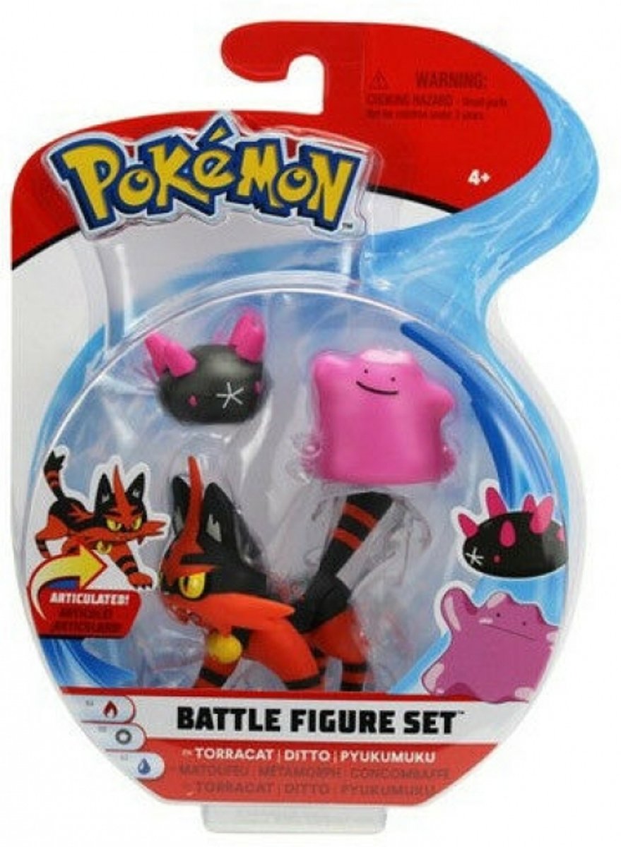 Pokemon Action Figure 3-Pack - Torracat / Ditto / Pyukumuku