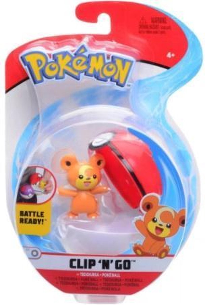 Pokemon Figure - Teddiursa + Poke Ball (Clip n Go)