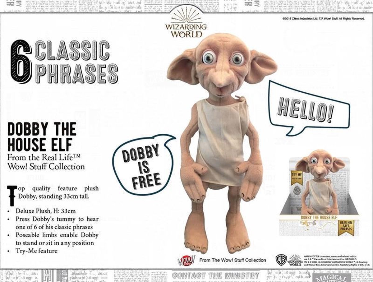 Harry Potter Dobby Plush With Sound