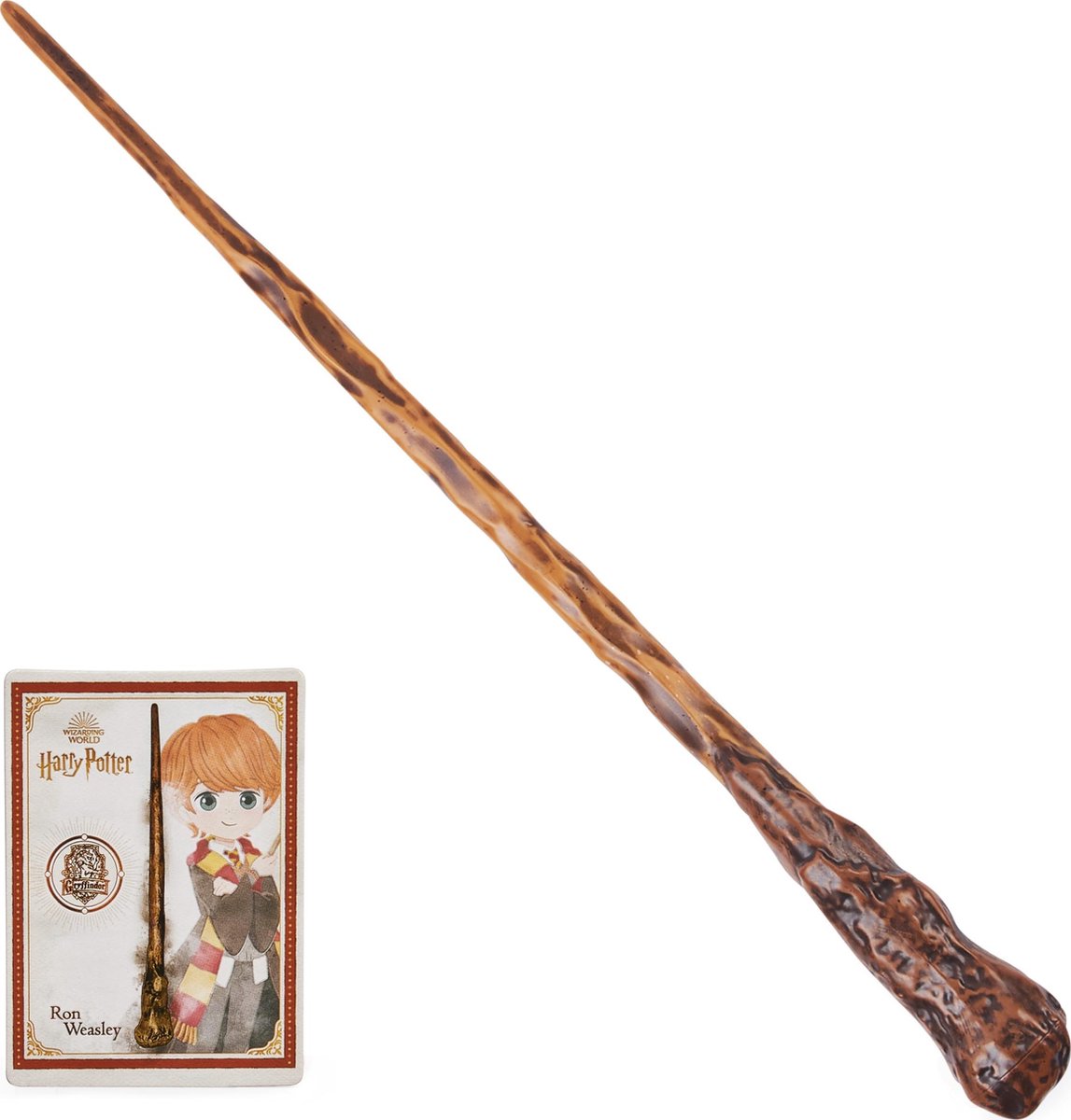 Wizarding World Harry Potter - Authentieke Ron Wemel Toverstaf met spellkaart - 30 cm