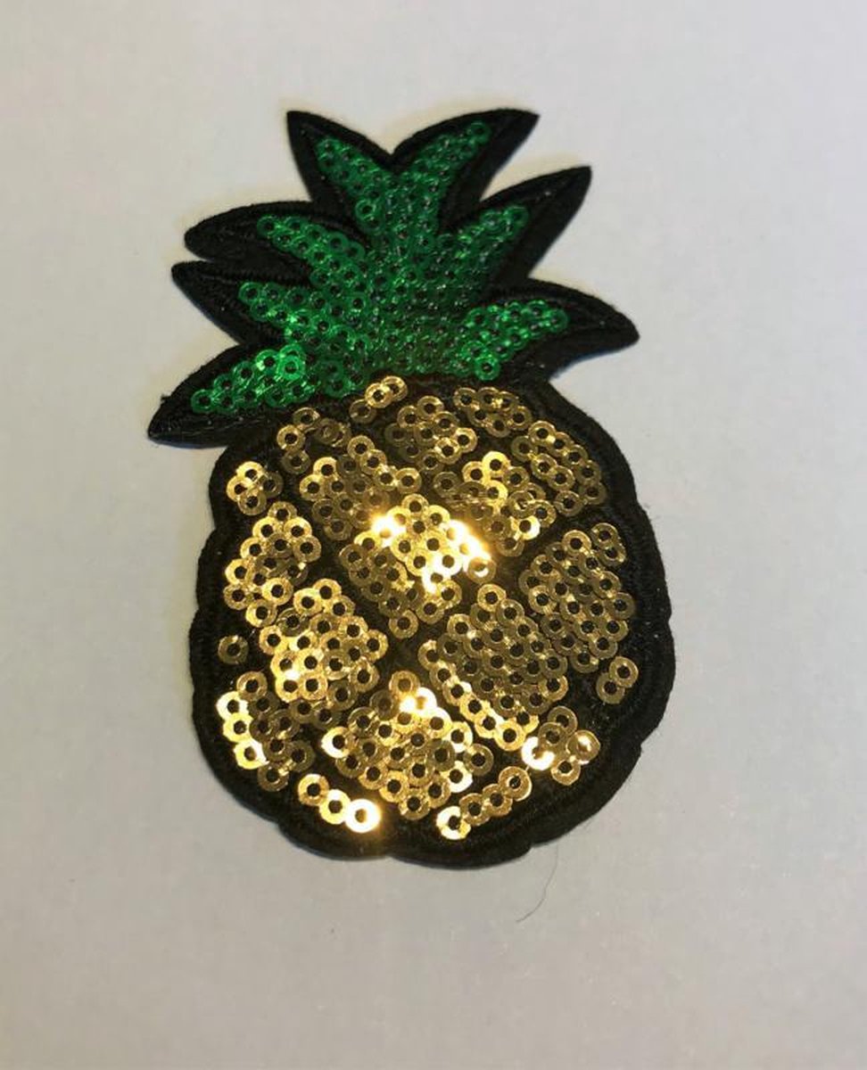 Zelfmaakmode - Stof kleding applicatie Ananas - pailletjes - opstrijk en opnaaibaar - pineapple