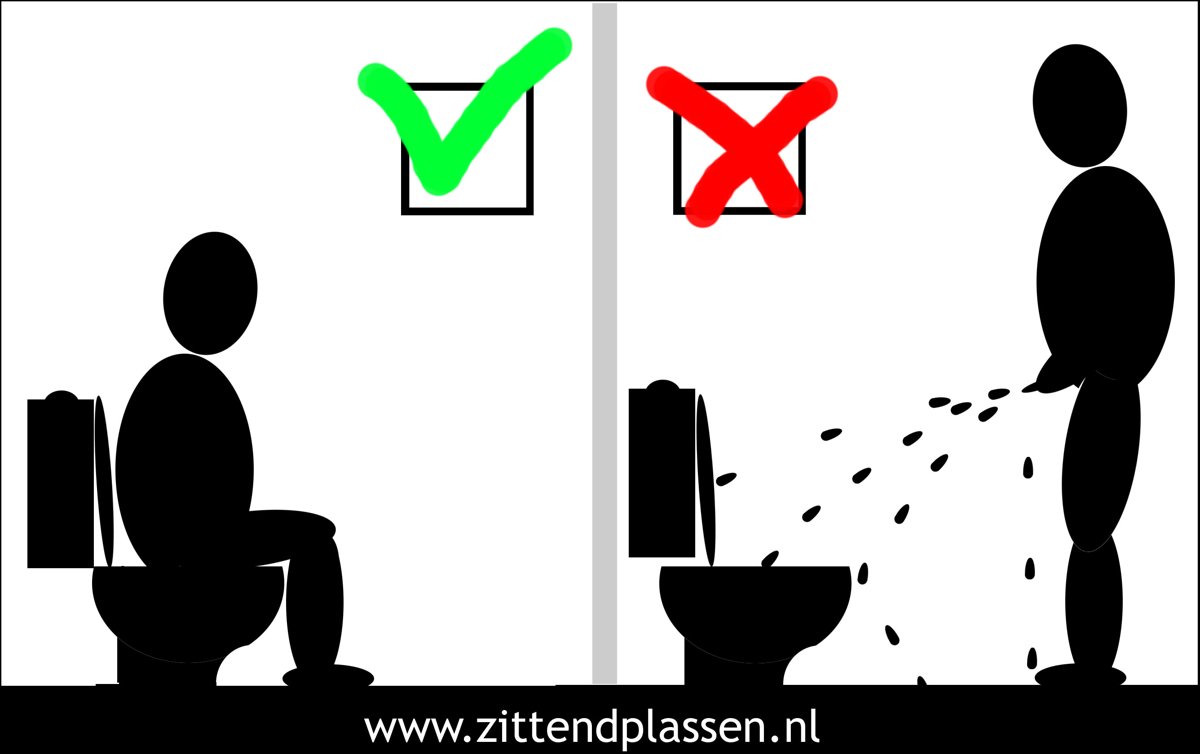 Goedfout sticker zittend plassen voor op wc, toilet of badkamer 10 st.