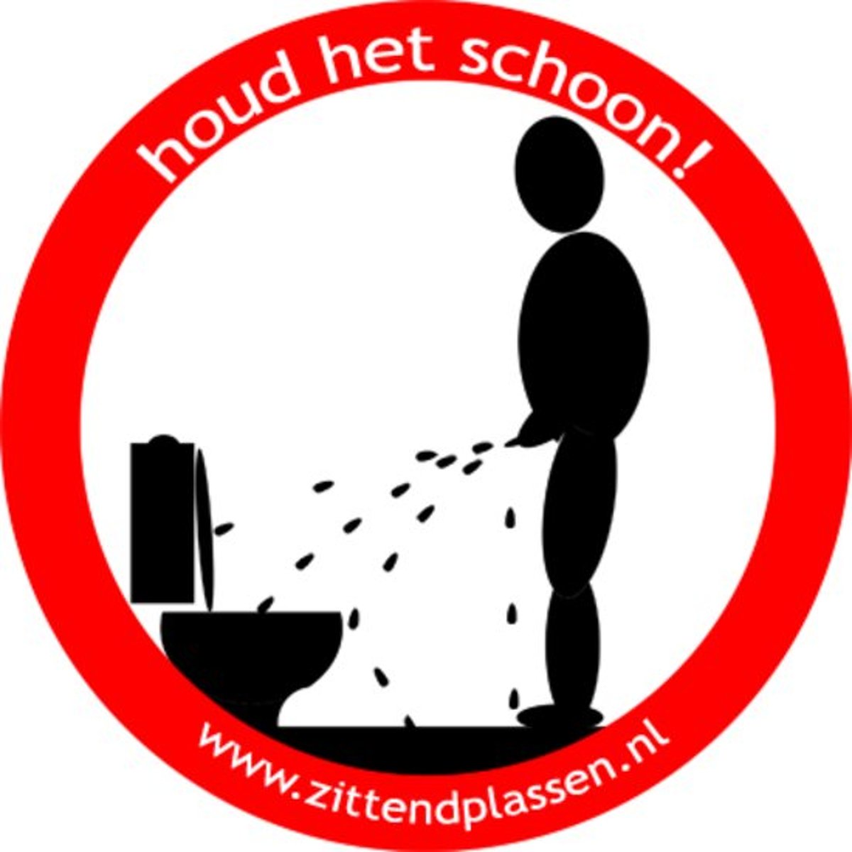 Verbod sticker zittend plassen voor op wc, toilet of badkamer (verboden staand te plassen) . 10 stuks