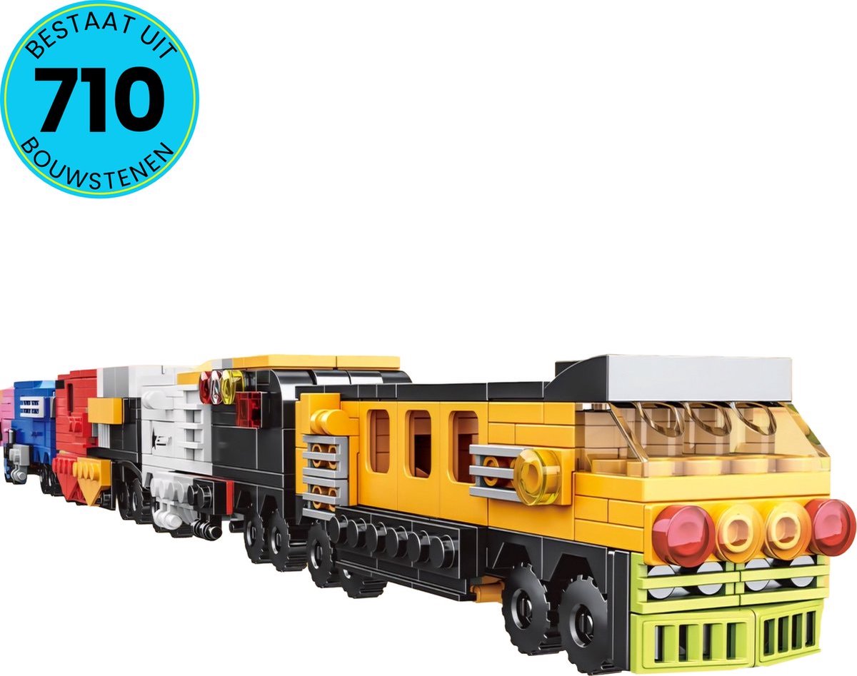WOMA® 16-in-1 Trein Speelgoed Set Geschikt Voor LEGO - Vanaf 6 Jaar - 710 Bouwstenen - Bouwpakket - STEM Speelgoed - Speelset - Bouwspeelgoed - Inclusief Handleiding
