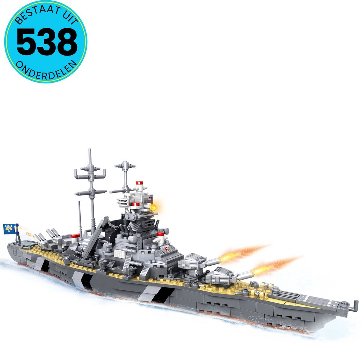 WOMA® Leger Speelgoed Set Geschikt Voor LEGO - Battleship Speelgoed - Vanaf 6 Jaar - 538 Bouwstenen - Marine - Bouwpakket - STEM Speelgoed - Speelset - Bouwspeelgoed - Inclusief Handleiding