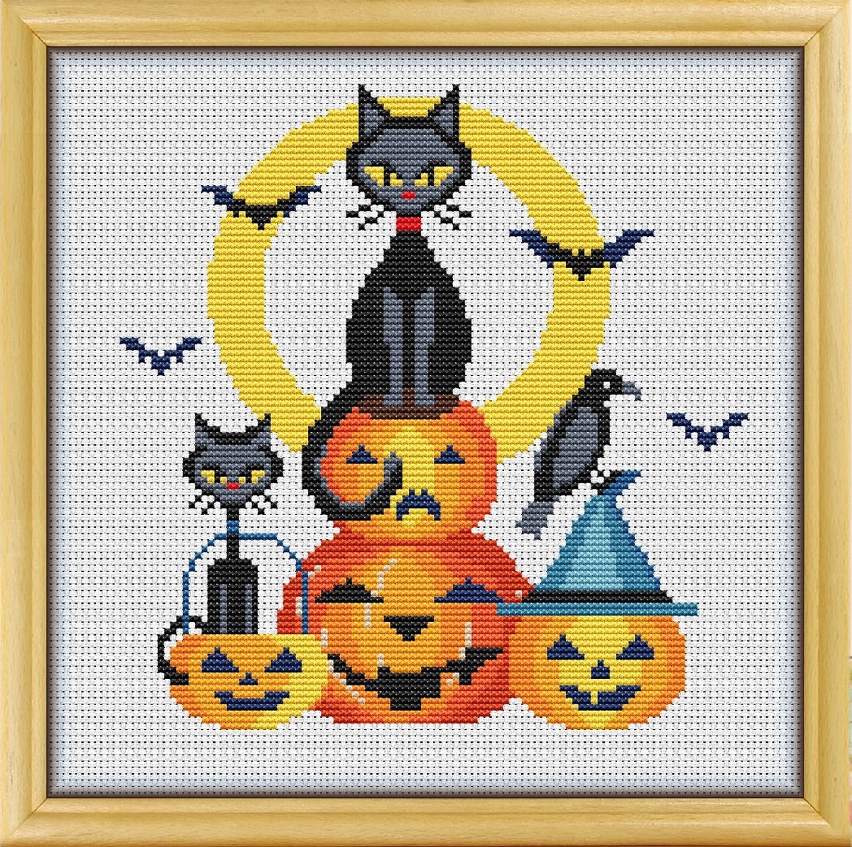 Borduurpakket Mandala - Awesome Patterns - HALLOWEEN CAT - ZEN - (BASIS) - telpatroon om zelf te borduren