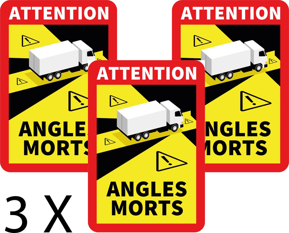 Dode hoek sticker vrachtwagen 3 stuks