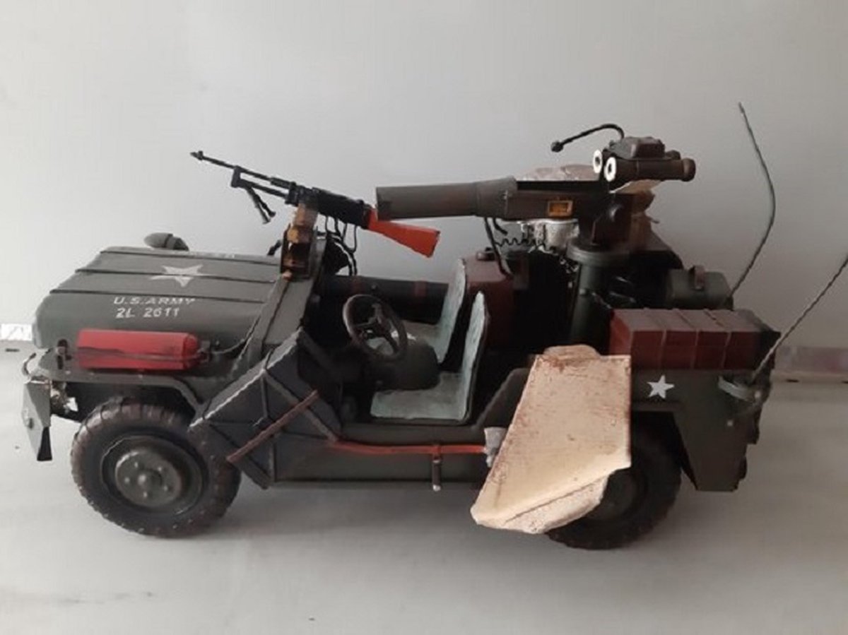 Metalen miniatuur legervoertuig - Jeep Miniatuur leger