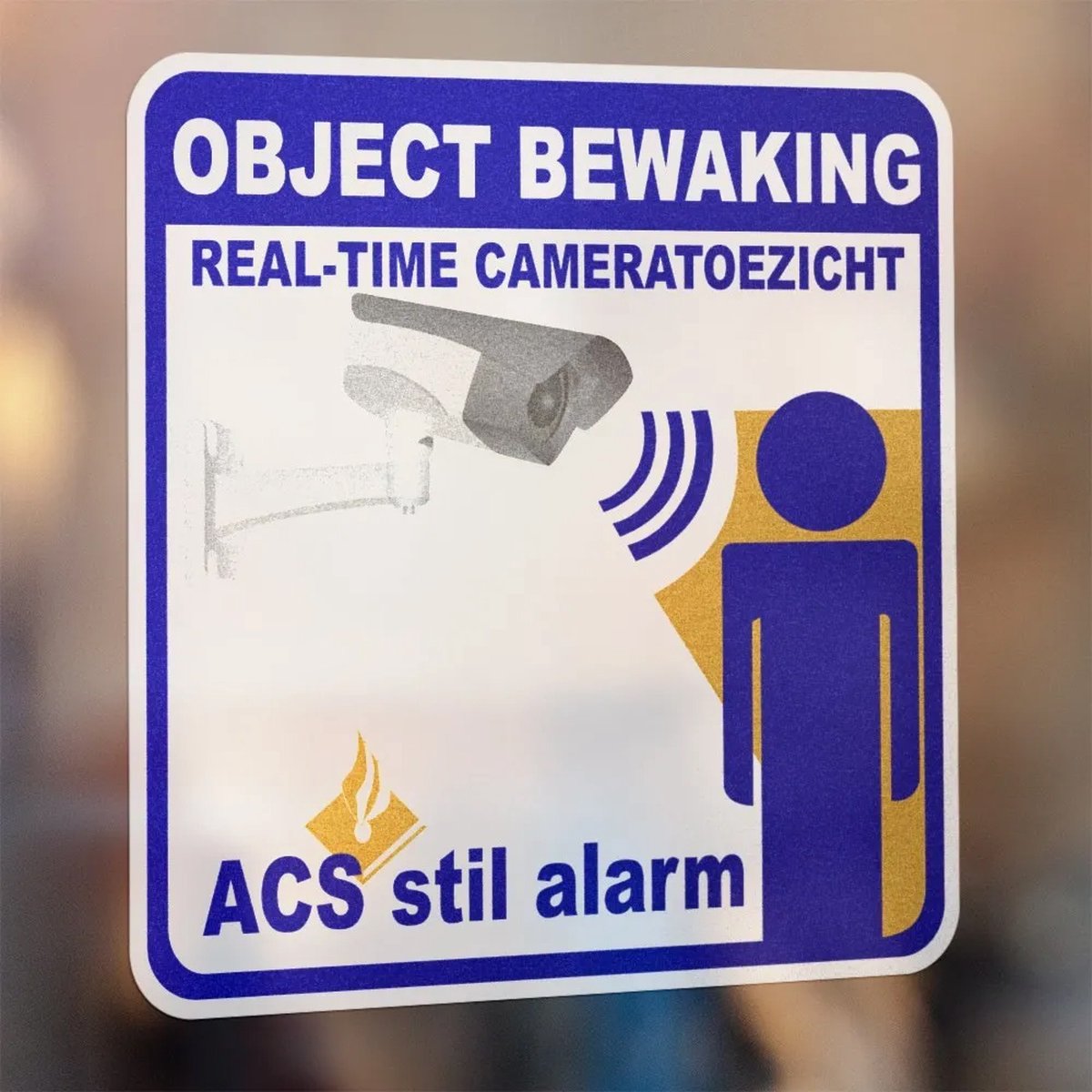 Object Bewakingsticker - Set van 3 Stickers - 6 x 6 cm