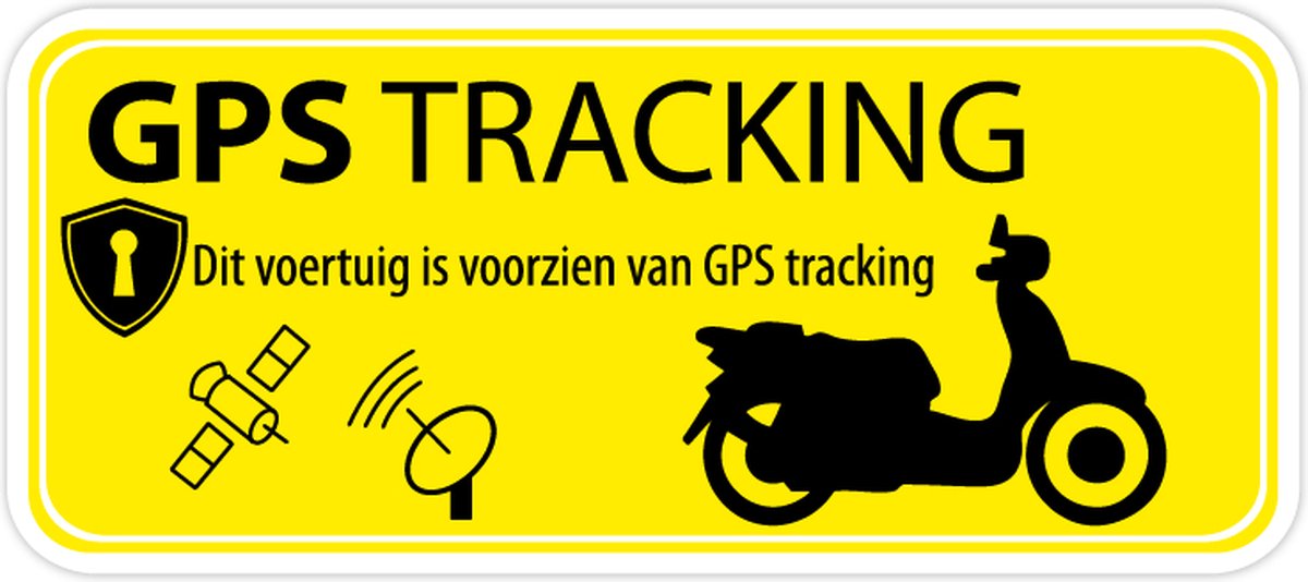 Scooter GPS Tracking Alarmsticker Geel - Set van 3 Stickers - 8 x 3,5 cm